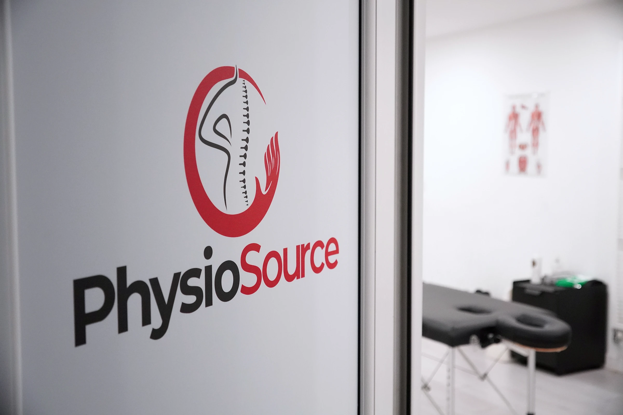 The Physio Source sign on their clinic door at Pickering Works